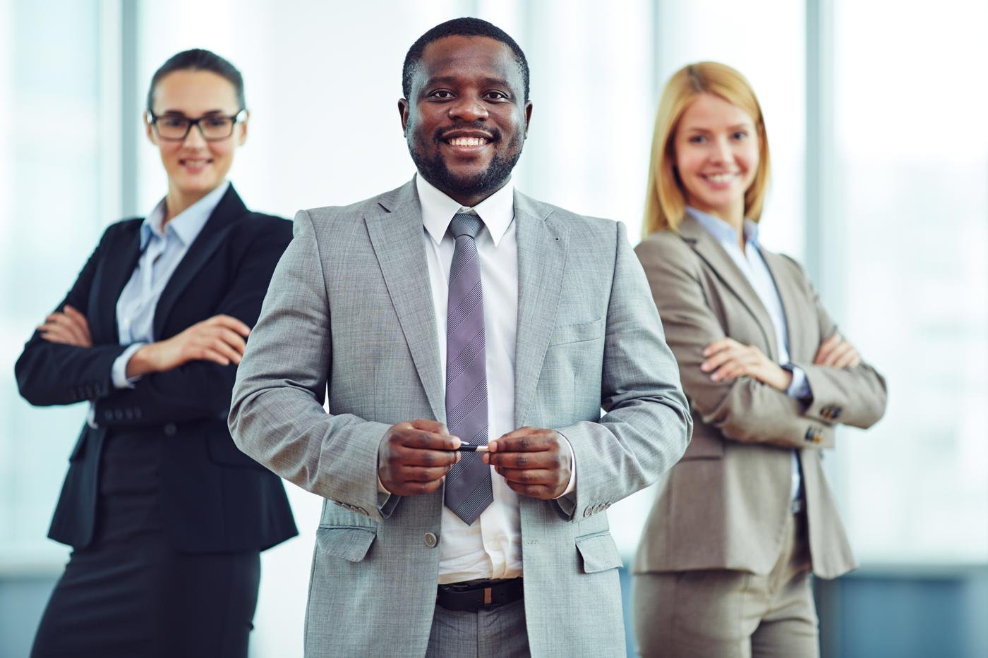 An executive with his team