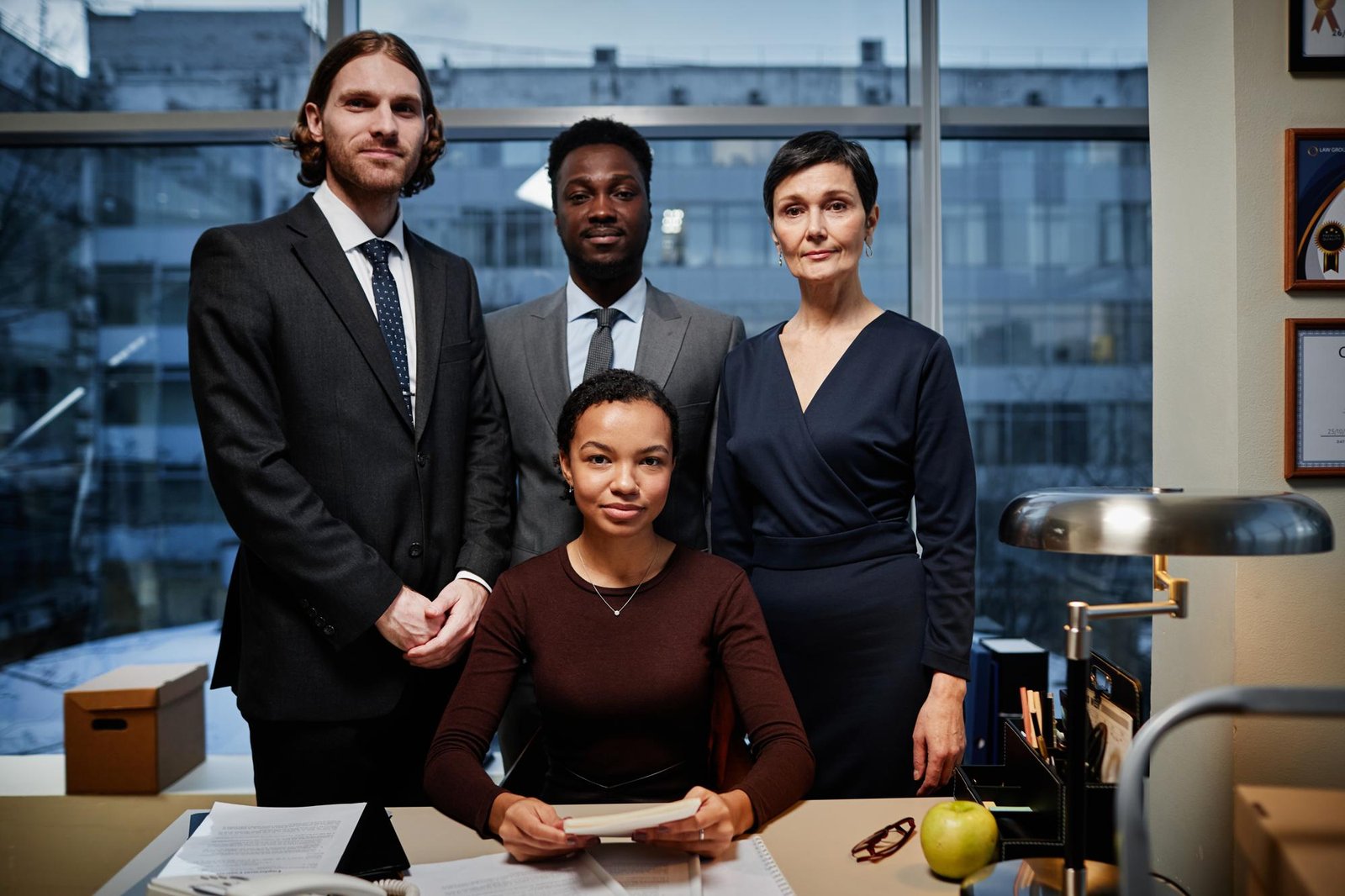 A leadership team in their office