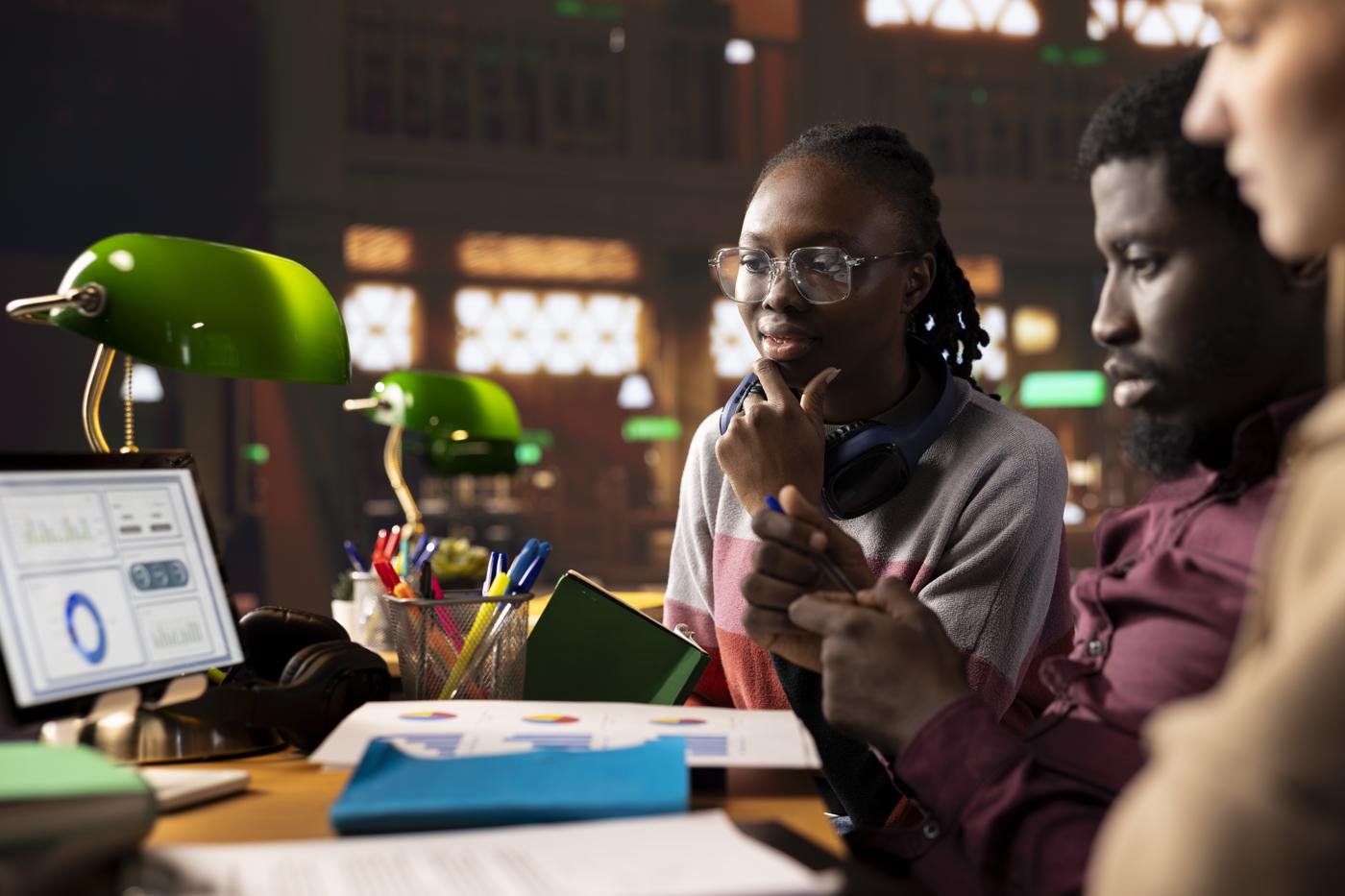 Two strategists reviewing a report